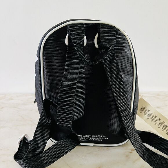 ADIDAS ORIGINALS Black White Mini Backpack With Trefoil Logo - Picture 3 of 10